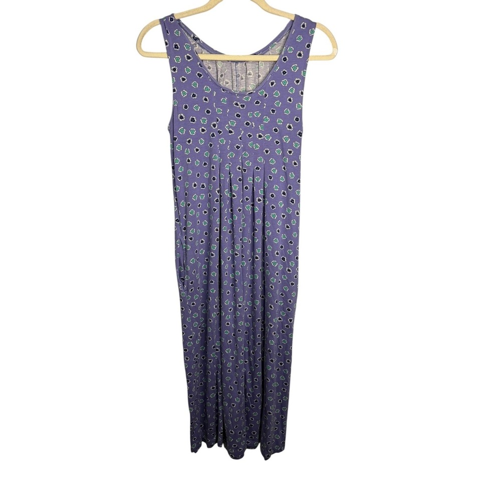 Gudrun Sjoden Dress Women's Small Purple Floral Jersey Sleeveless Maxi